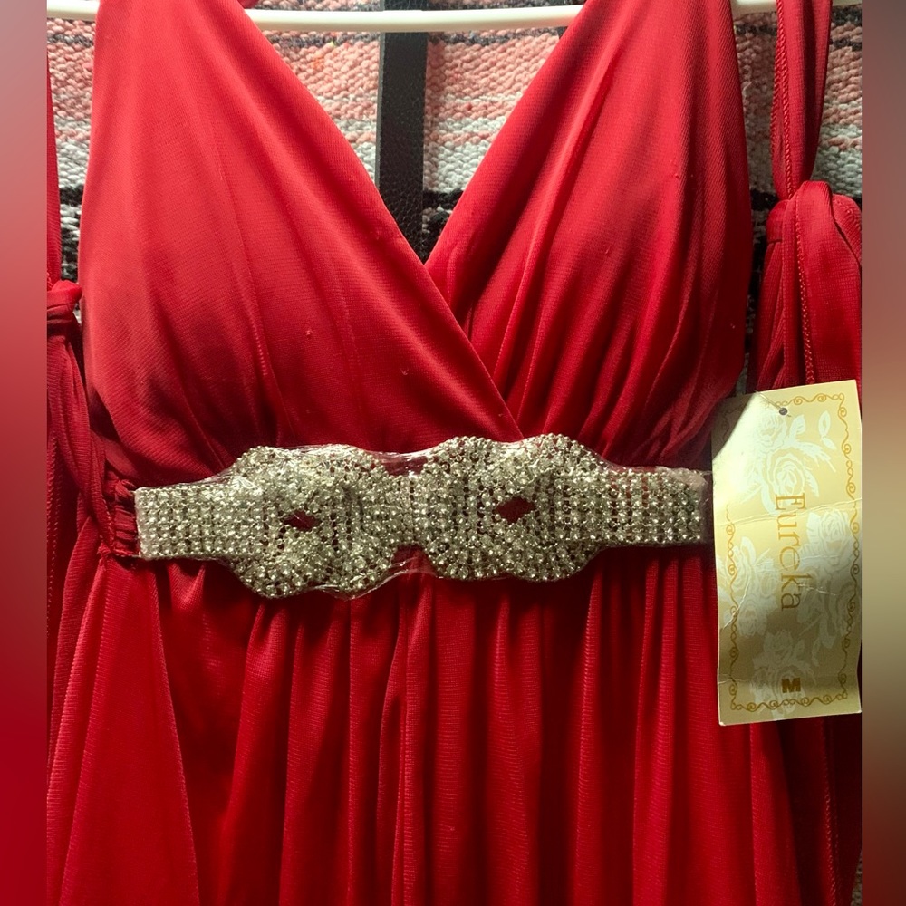 🌺EUREKA VESTIDO LARGO,TELA SUAVE TRANSPARENTE CON FORRO SZ M🌺TELA STRETCH #RED